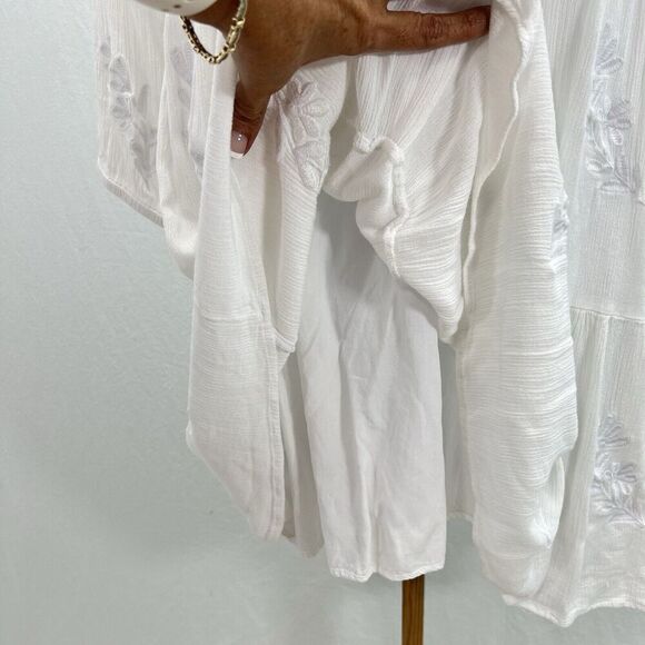 J. Marie Babydoll Dress XS White Fully Embroidered Tiered Lined NEW - Picture 6 of 13